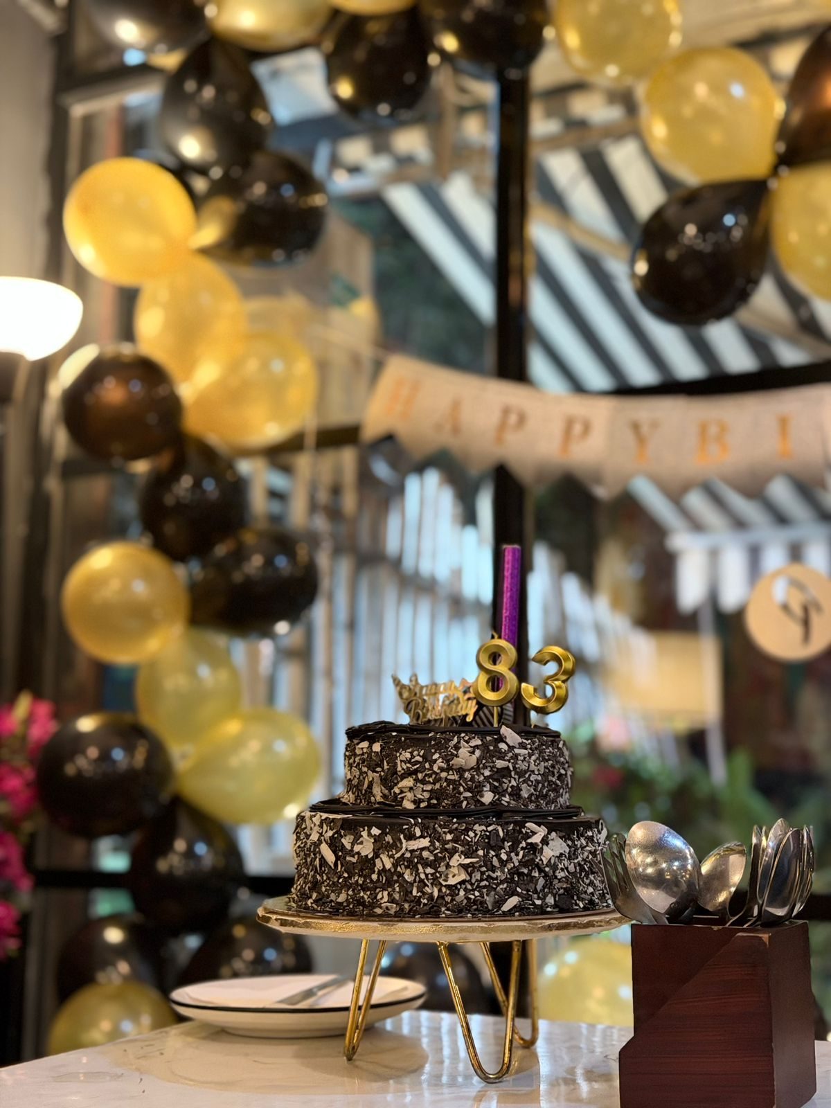 A table set with dessert at Panache